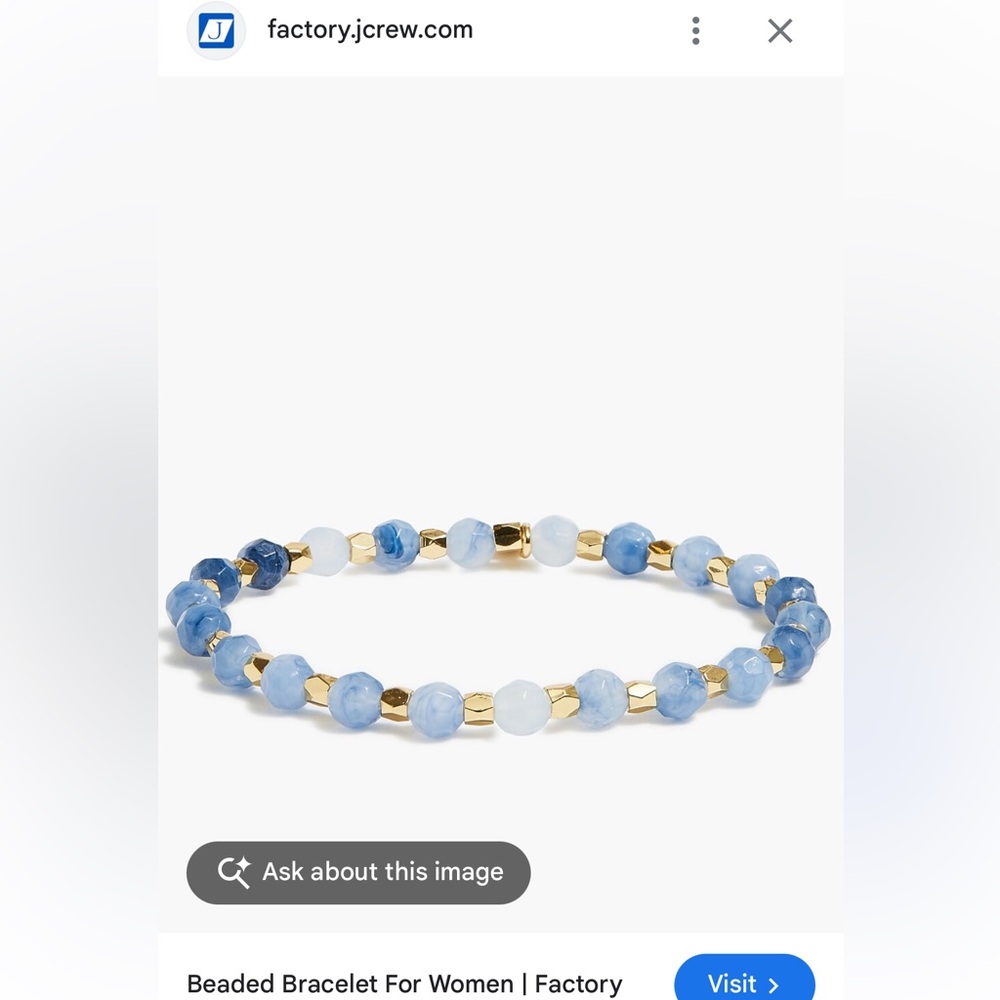 J. Crew Factory Blue and Gold Stretch Beaded Bracelet